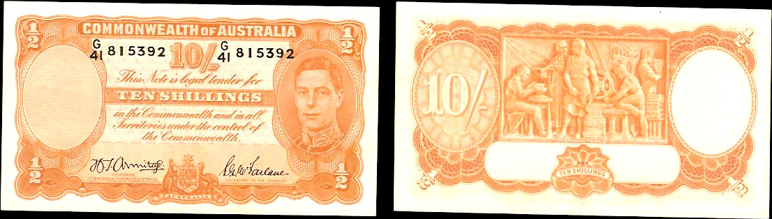 Australian 10 shillings Armitage/McFarlane 1942 Unc